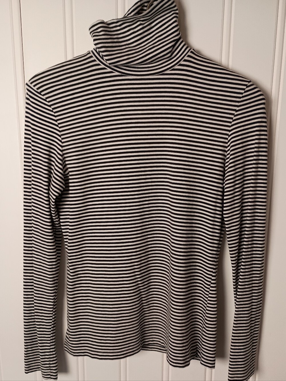Carole Little- Striped Black & White Turtleneck Long-Sleeve Top- Size M
